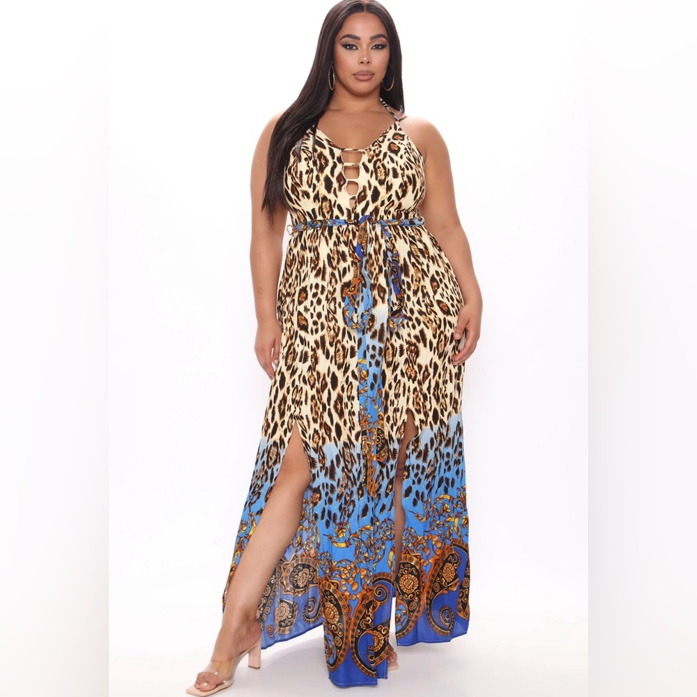 Hollie Sleeveless Maxi Dress - Royal/combo FASHION NOVA SIZE XL